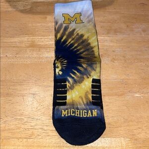 Michigan Tie-Dye Crew Socks - Blue and Yellow